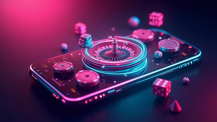 Tampilan neon dinamit4d di layar ponsel